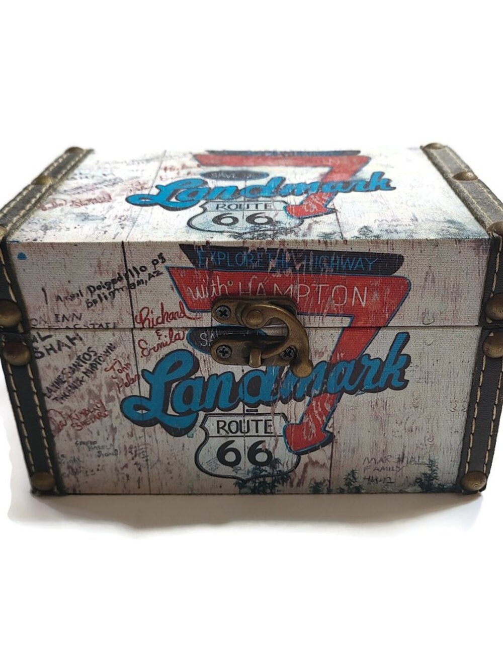 Collectible Route 66 Landmark Treasure Box Storage Jewelry Trinket Metal Latch